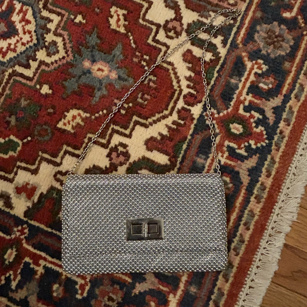 Silver Satin Clutch